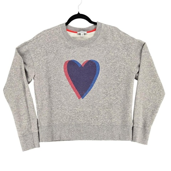 Evereve Women Medium Heart Graphic Crewneck Sweatshirt Long Sleeve heather Gray - Picture 2 of 5